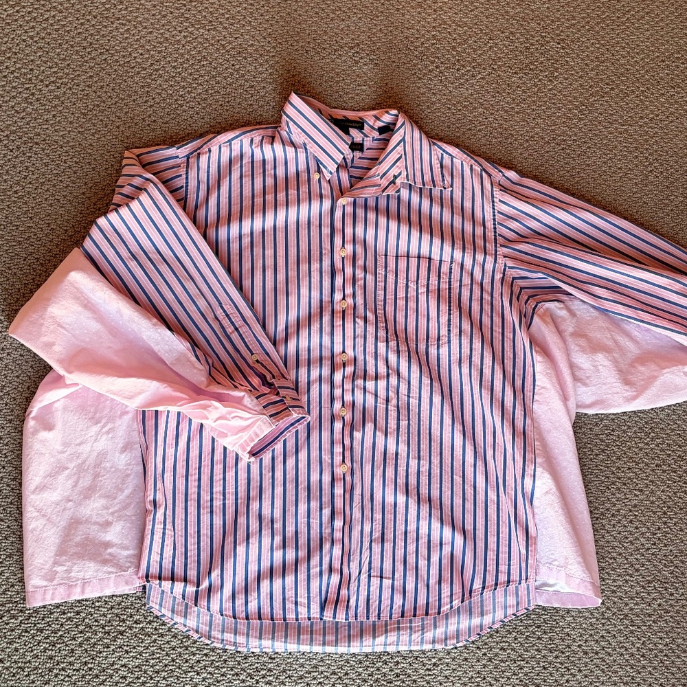 Reconstructed Pink Polo Button-Down Collared Shirt Women's Medium - XL Pink OS